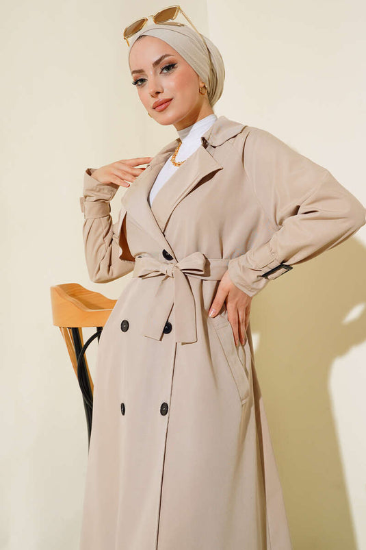 Gefütterter Gürtel-Trenchcoat Mit Verzierungen