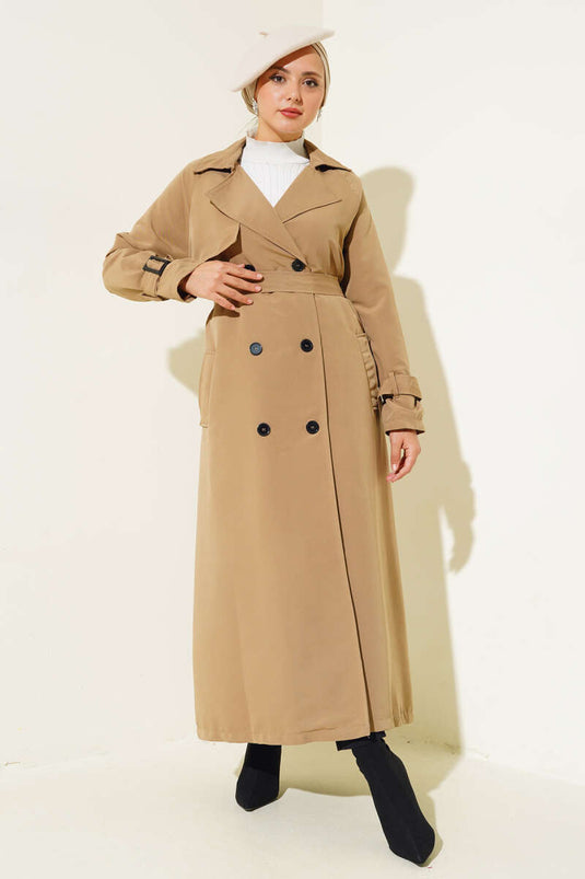 Trench-coat doublé et ceinturé en vison
