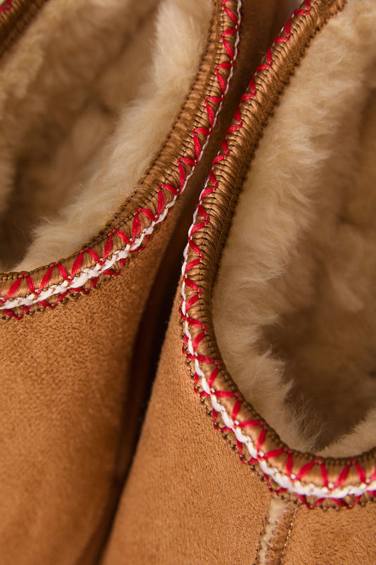 Thick Sole Mini Boots With Fur Inside, Tan