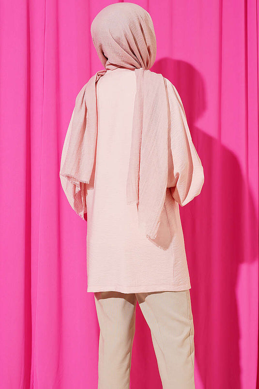 Ensemble cardigan à pierres avec sous-vêtement, couleur poudre