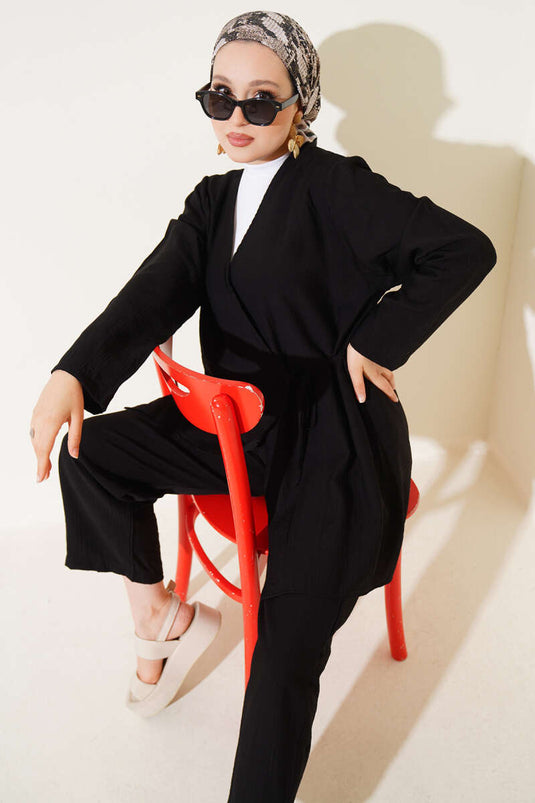 Internal Tie Basic Two Piece Set Black