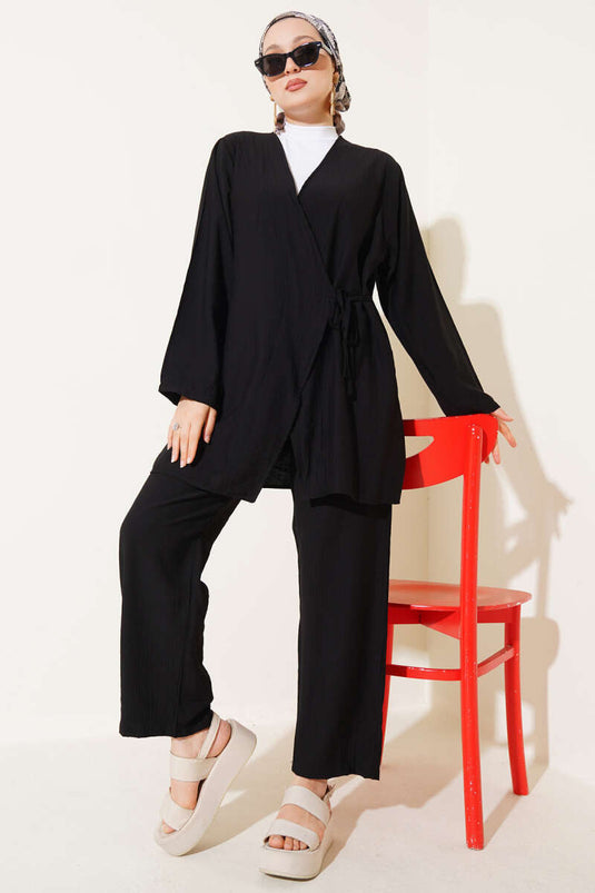 Internal Tie Basic Two Piece Set Black