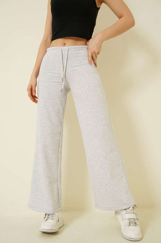 İki İplik Bel Lastikli Pantolon Gri