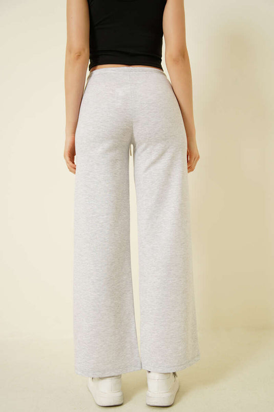 İki İplik Bel Lastikli Pantolon Gri