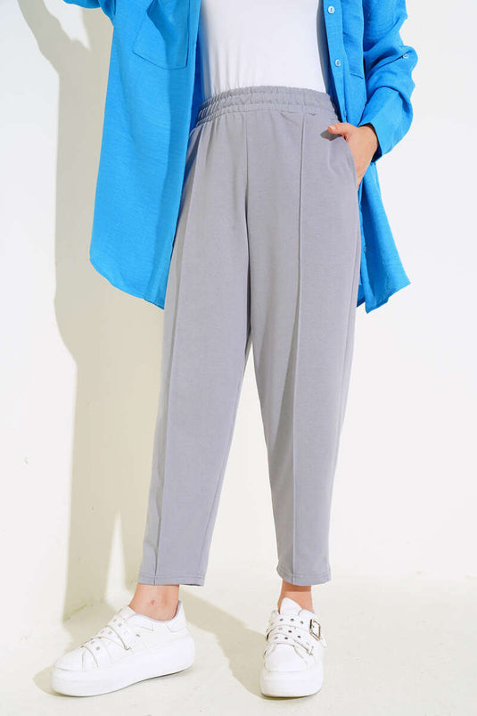İki İplik çımalı Pantolon Gri
