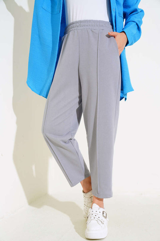 İki İplik çımalı Pantolon Gri