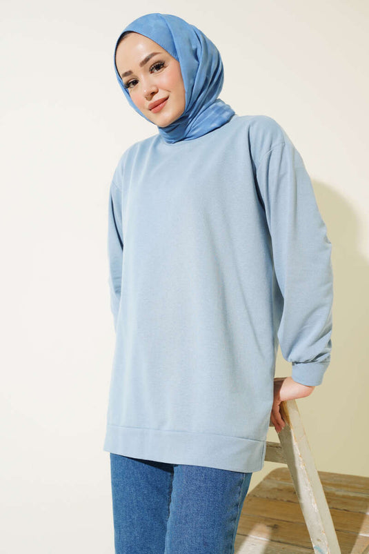 İki İplik Düz Tunik Bebe Mavi