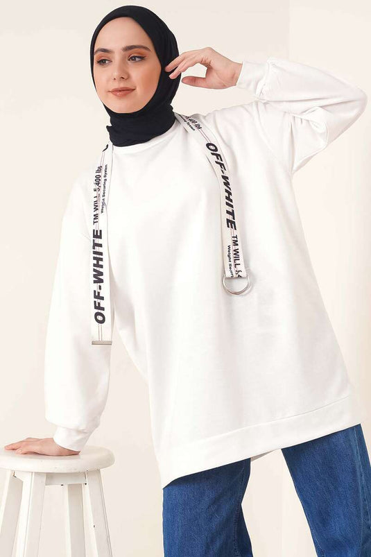 تونيك سادة بخيطين باللون الأبيض