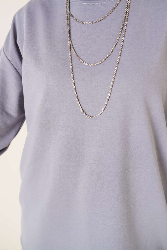 İki İplik Düz Tunik Kayrak Grisi