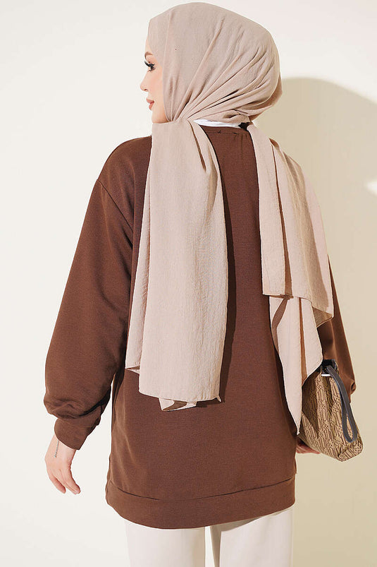 Two-Ply Solid Tunic In Chestnut