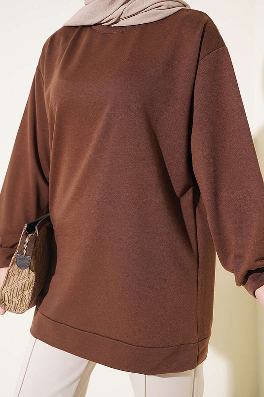 Two-Ply Solid Tunic In Chestnut