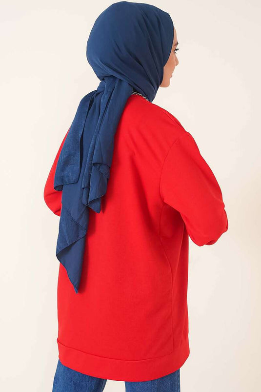 Red Double Yarn Straight Tunic