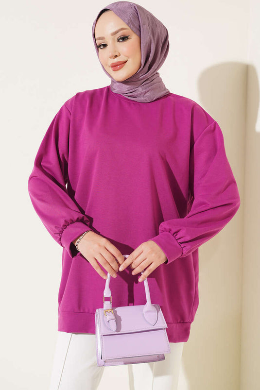 Two-Ply Solid Tunic In Violet