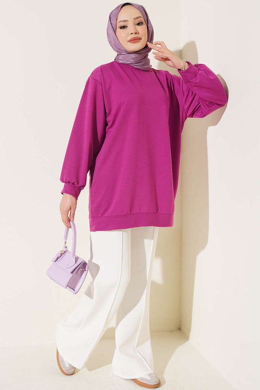 Two-Ply Solid Tunic In Violet