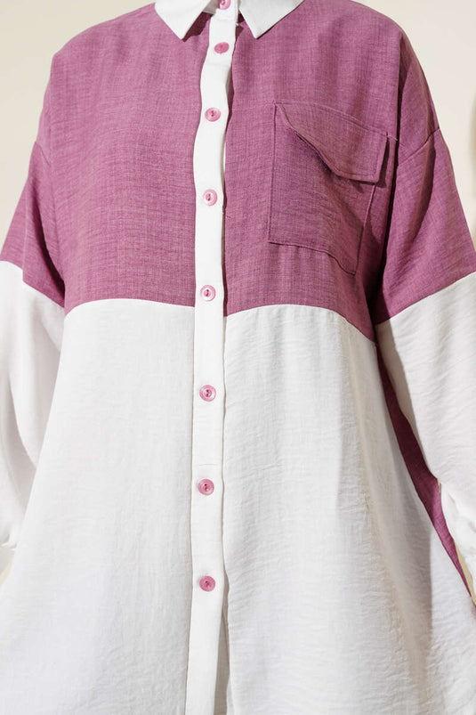 Two-Tone Linen Two-Piece Suit Magenta