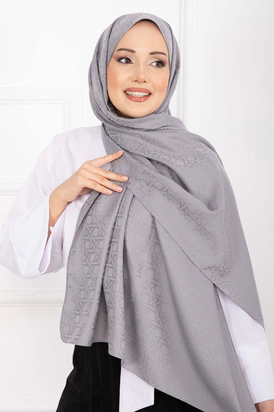 İkonik Desen Jakar Şal Serisi Gri