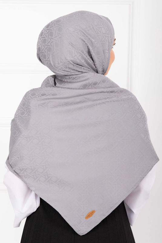 İkonik Desen Jakar Şal Serisi Gri