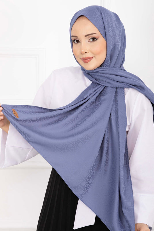 İkonik Desen Jakar Şal Serisi İndigo