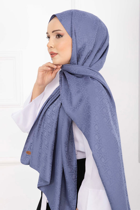 سلسلة الأوشحة الجاكار بنقشة أيقونية بلون النيلي