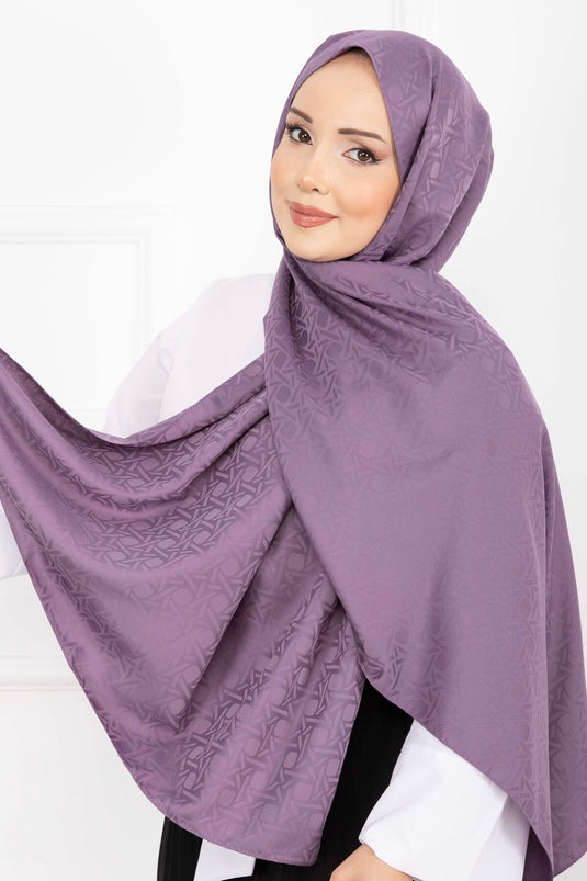 İkonik Desen Jakar Şal Serisi Lila