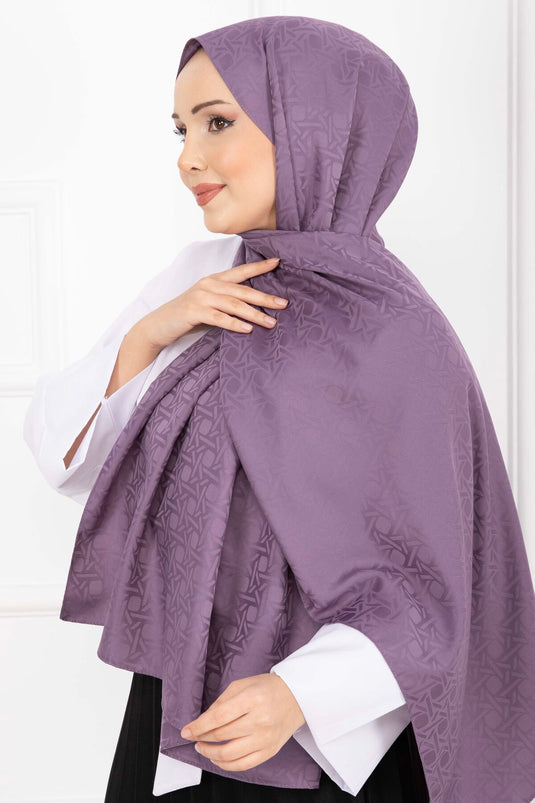 İkonik Desen Jakar Şal Serisi Lila
