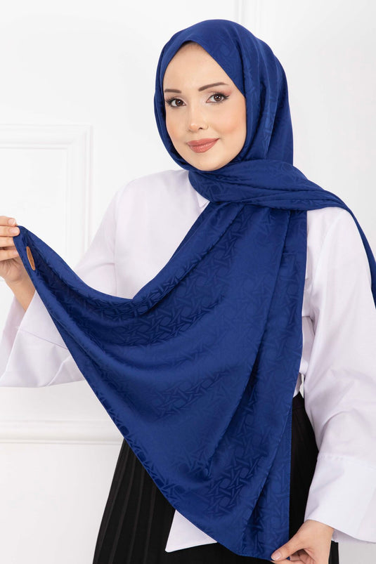 İkonik Desen Jakar Şal Serisi Saks