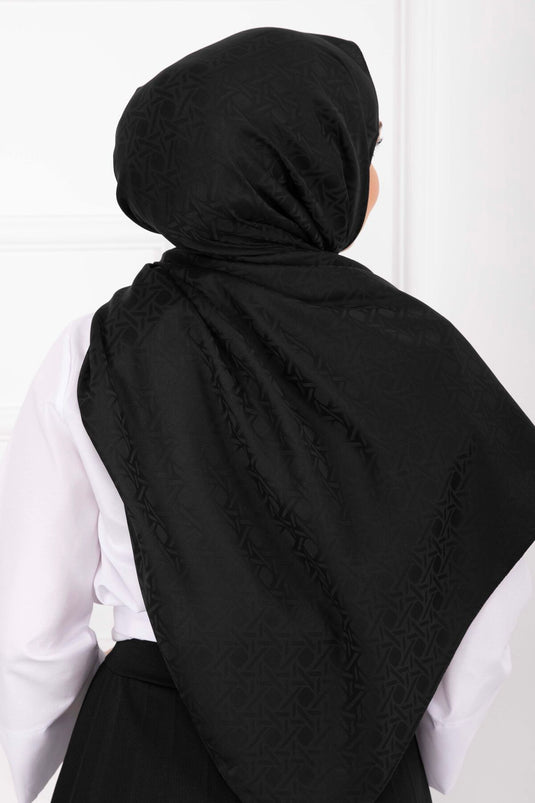 İkonik Desen Jakar Şal Serisi Siyah