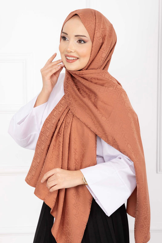 İkonik Desen Jakar Şal Serisi Somon