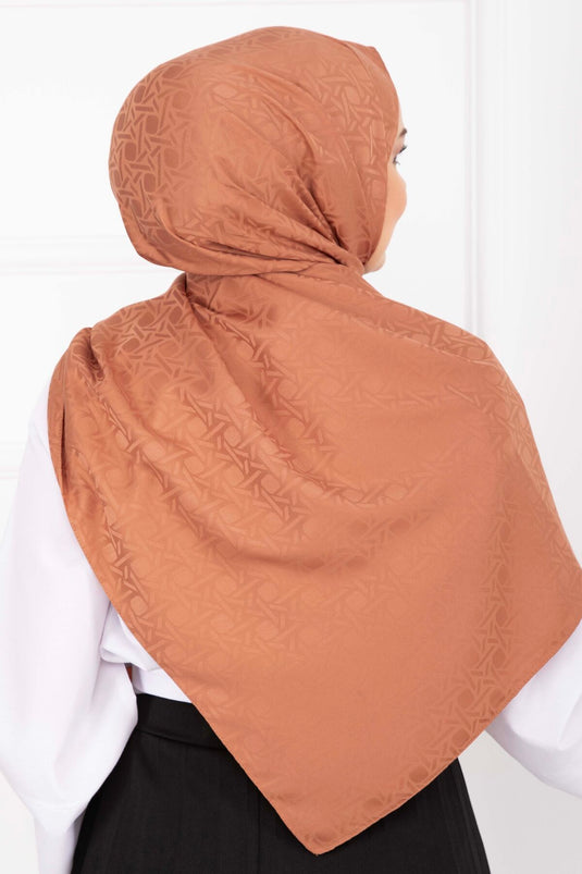 İkonik Desen Jakar Şal Serisi Somon