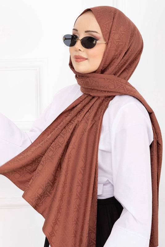 İkonik Desen Jakar Şal Serisi Taba