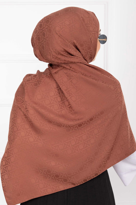 İkonik Desen Jakar Şal Serisi Taba