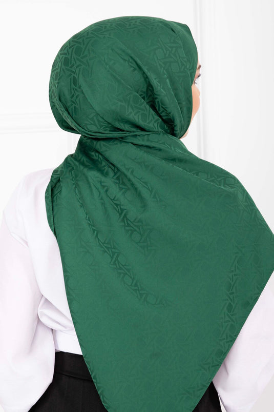 İkonik Desen Jakar Şal Serisi Zümrüt