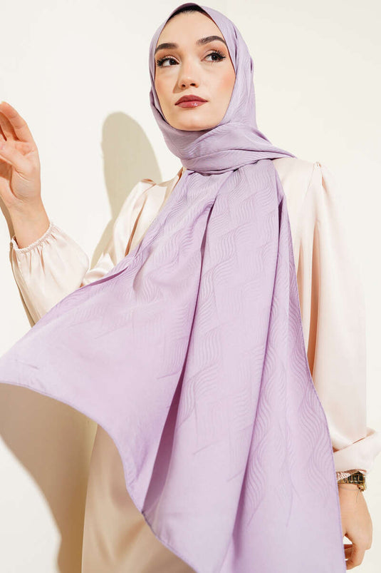 Châle Jacquard à Motif Illusion Lilas -25