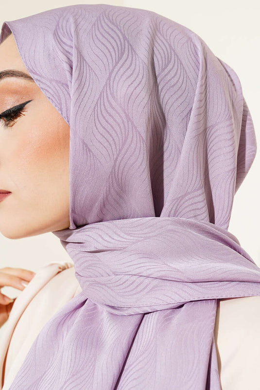 Châle Jacquard à Motif Illusion Lilas -25