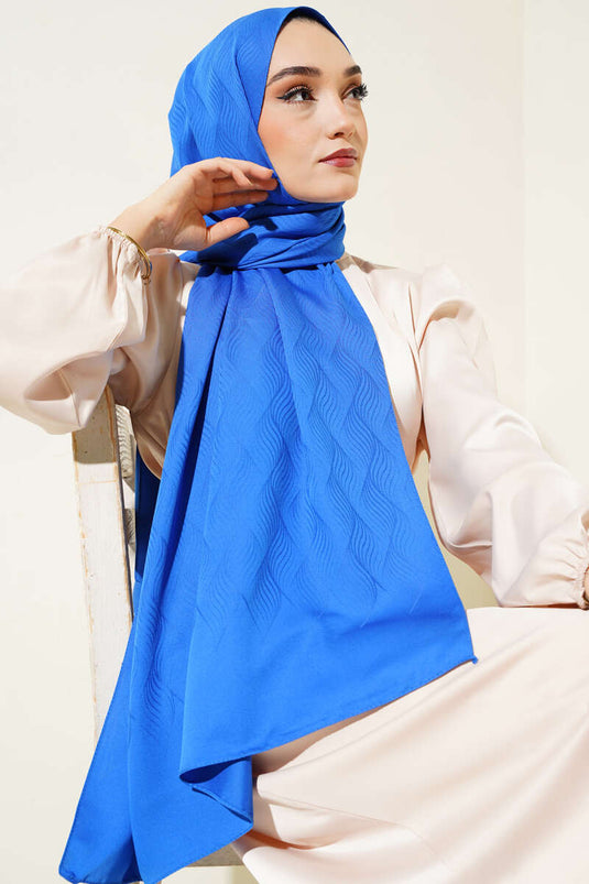 İllüzyon Desen Jakar Şal Saks -46