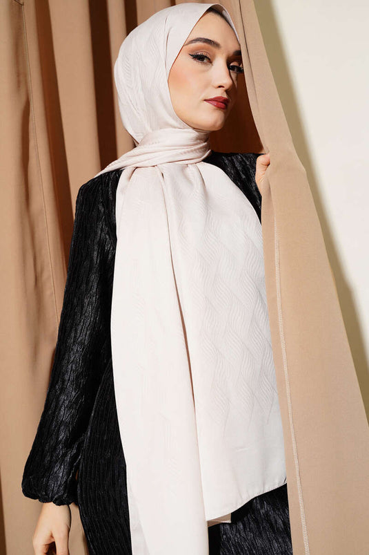 Illusiepatroon Jacquard Sjaal Vanille -61