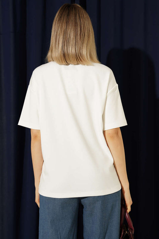 I'm Good in Work Embroidered T-shirt Ecru