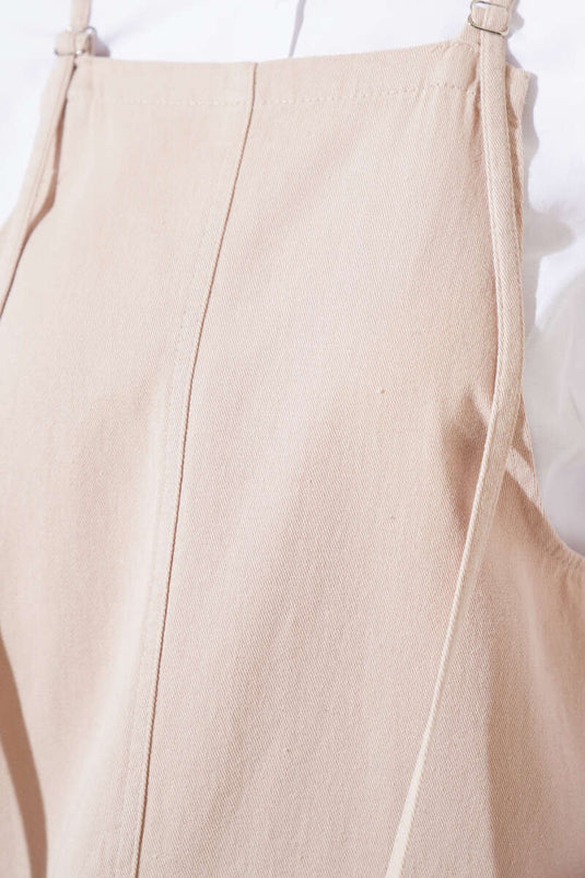 Dunne bandjes giletjurk beige