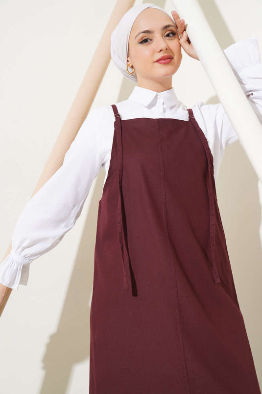 Vestido de tirantes finos color castaño