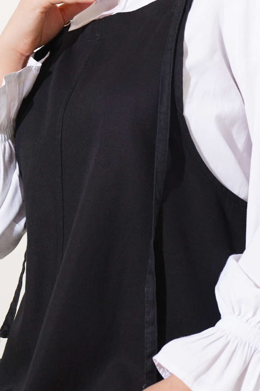 Robe salopette à fines bretelles noire