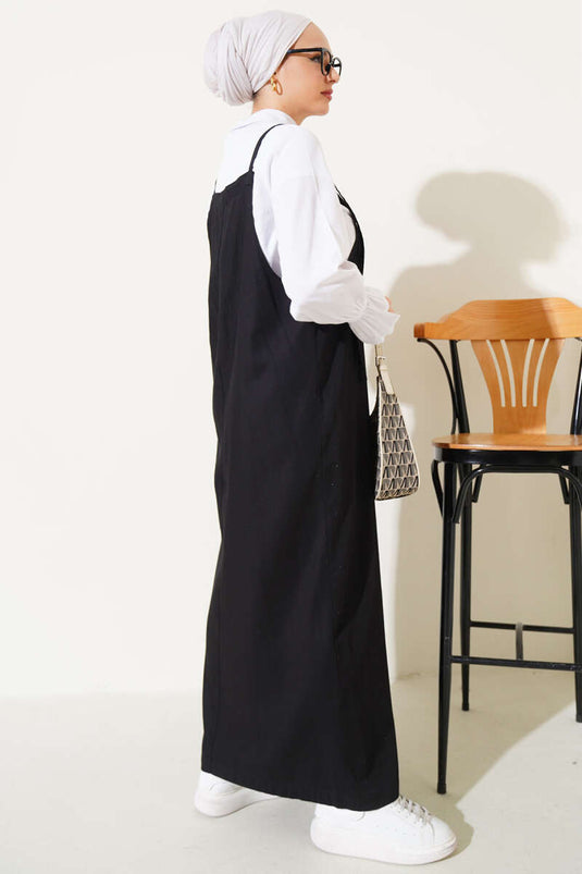 فستان جيل بحمالات رفيعة أسود