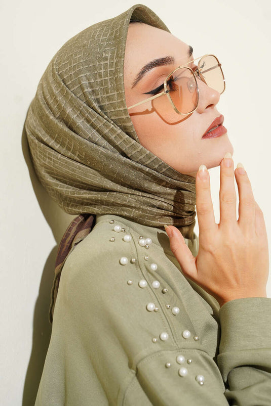 Écharpe Demore à fines rayures, vert clair