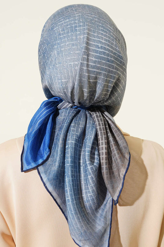 Demore Scarf with Fine Stripe Pattern, Indigo