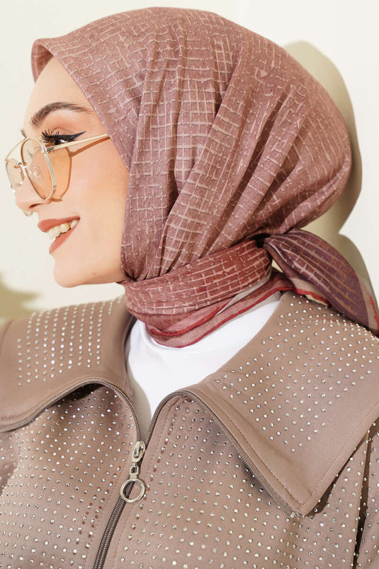 Demore Scarf with Fine Stripe Pattern, Coffee