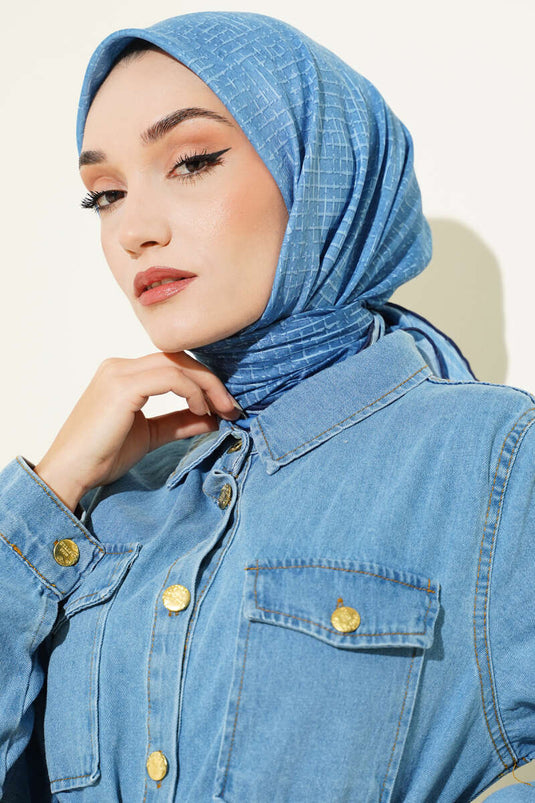 Demore-Schal mit feinem Streifenmuster, Blau