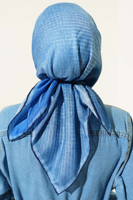Demore Scarf with Fine Stripe Pattern, Blue