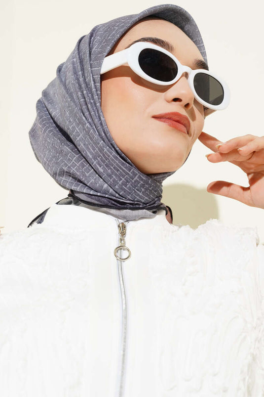 Demore Scarf with Fine Stripe Pattern, Black