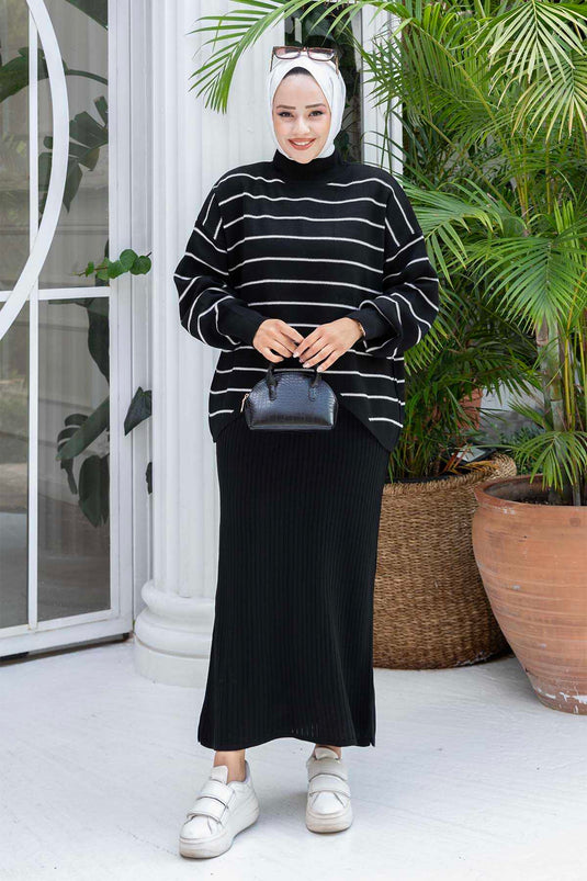 Costume court à fines rayures noir