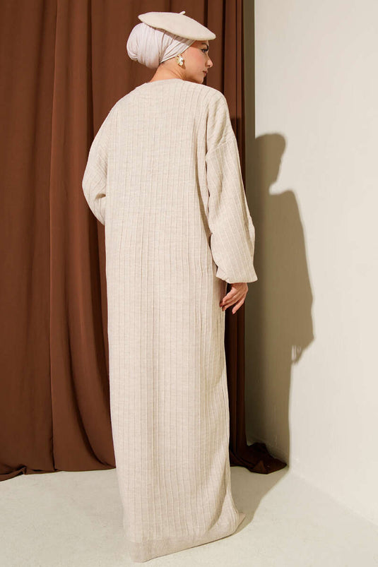 Robe ample en maille à fines rayures et pierre