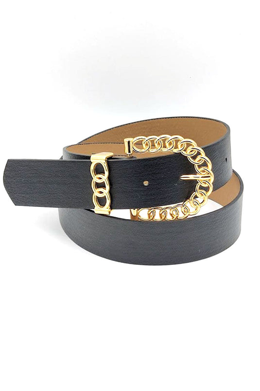 حزام أسود مع مشبك حلقي رفيع